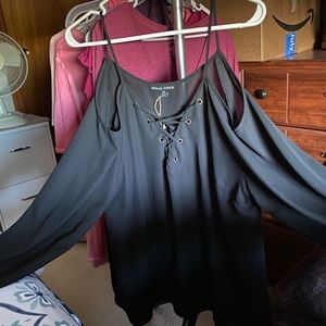 Sheer Black cold shoulder blouse